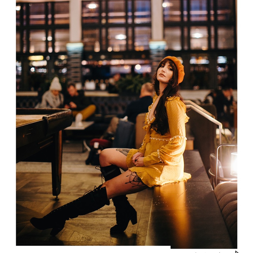 For Love & Lemons Marquee Mini Dress Yellow